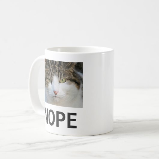 Funny Joke Unhappy Cat Nope Kaffeetasse (Vorderseite Links)