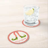 Funny Jolly Christmas Elf Legs Holiday Runder Pappuntersetzer (Vor Ort)