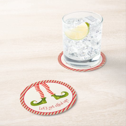 Funny Jolly Christmas Elf Legs Holiday Runder Pappuntersetzer (Vor Ort)