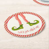 Funny Jolly Christmas Elf Legs Holiday Runder Pappuntersetzer (Angewinkelt)