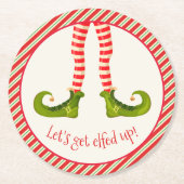 Funny Jolly Christmas Elf Legs Holiday Runder Pappuntersetzer (Vorderseite)