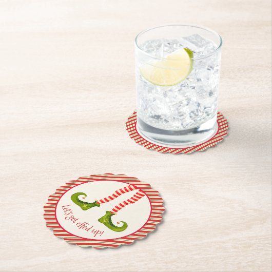 Funny Jolly Christmas Elf Legs Holiday Scalloped Untersetzer (Vor Ort)