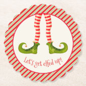 Funny Jolly Christmas Elf Legs Holiday Scalloped Untersetzer (Vorderseite)