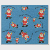 Funny Jolly Santa Claus Father Christmas Blue Geschenkpapier (Flach)