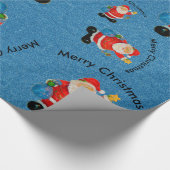 Funny Jolly Santa Claus Father Christmas Blue Geschenkpapier (Ecke)