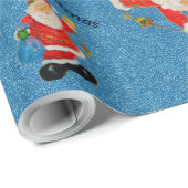Funny Jolly Santa Claus Father Christmas Blue Geschenkpapier (Rolleneckpunkt)