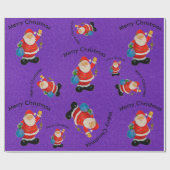 Funny Jolly Santa Claus Pater Weihnachten Lila Geschenkpapier (Flach)