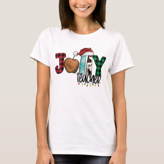 Funny Jolly Teacher Weihnachten T-Shirt (Vorderseite)