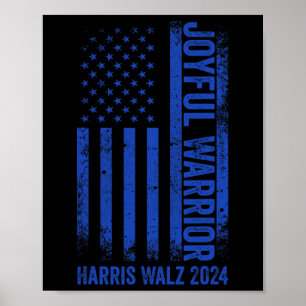 Funny Joyful Warrior Harris Waltz 2024 US-Flagge Poster