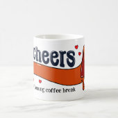 Funny jubelt auf einen langen Kaffee Break Hund Kaffeetasse (Mittel)