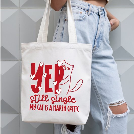 Funny Judging Cat Still Single Anti-Valentine Tragetasche