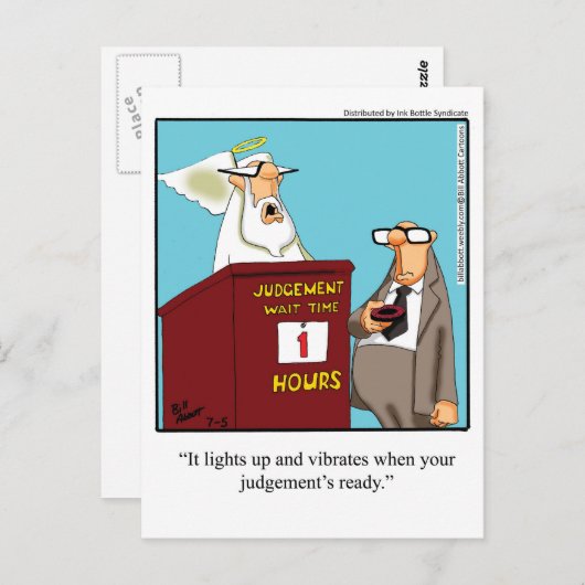 Funny "Judgment Day Buzzer" Postcard Postkarte (Vorne/Hinten)