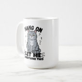 Funny Judgmental Grey Cat Illustration Kaffeetasse (Vorderseite Links)