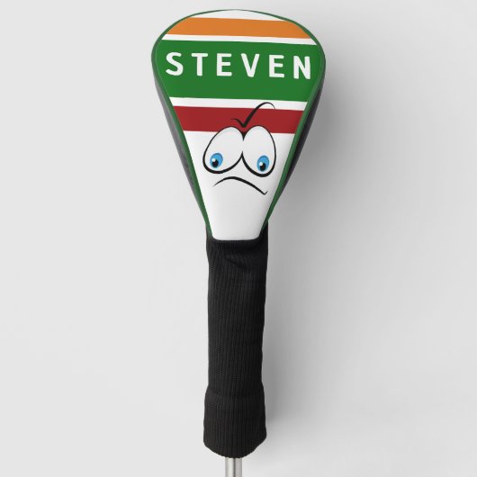 Funny Judgy Face Retro Striped Golf Dad First Name Headcover (Vorderseite)