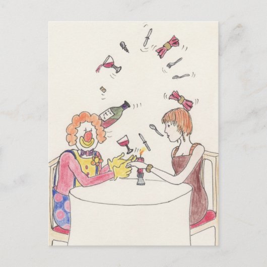 Funny Juggling Clown Cartoon Art Niedliche Liebe S Postkarte (Vorderseite)