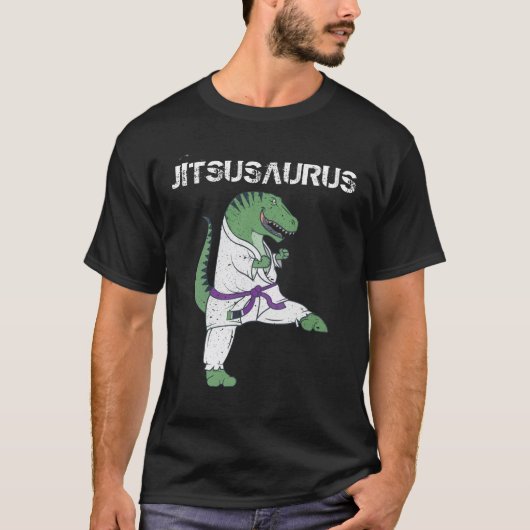  Funny Jujitsu -T-Rex Jiu Jitsu Black Belt Geschen T-Shirt (Vorderseite)