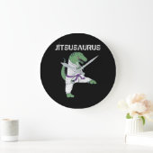 Funny Jujitsu, T-Rex Jiu Jitsu Black Belt Geschenk Große Wanduhr (Zuhause)