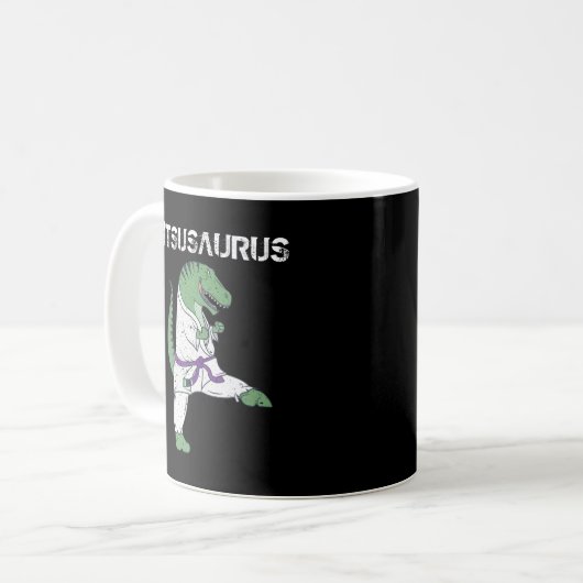 Funny Jujitsu, T-Rex Jiu Jitsu Black Belt Geschenk Kaffeetasse (Vorderseite Links)