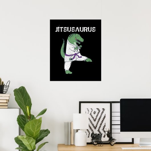 Funny Jujitsu, T-Rex Jiu Jitsu Black Belt Geschenk Poster (Heimbüro)