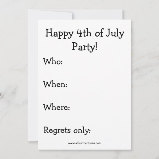 Funny July 4. Party Einladung (Rückseite)