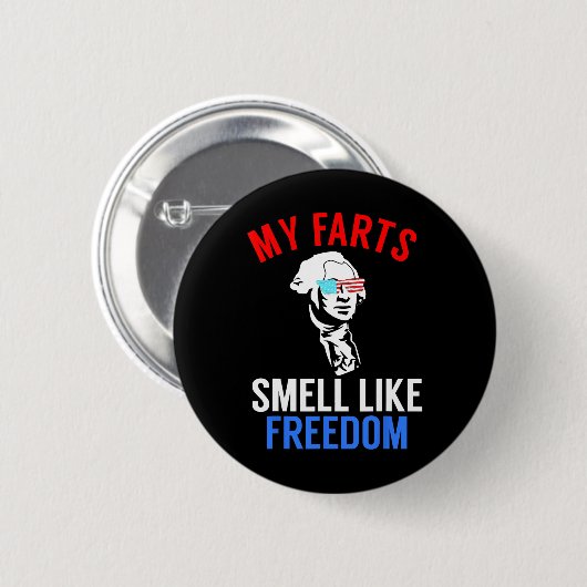 Funny July 4. Party - Funny George Washington T-Sh Button (Vorne & Hinten)