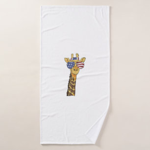 Funny July 4th US Flag Patriotic Giraffe Badehandtuch