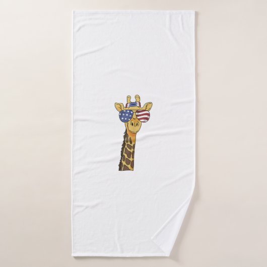Funny July 4th US Flag Patriotic Giraffe Badehandtuch (Badehandtuch)