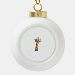 Funny July 4th US Flag Patriotic Giraffe Keramik Kugel-Ornament