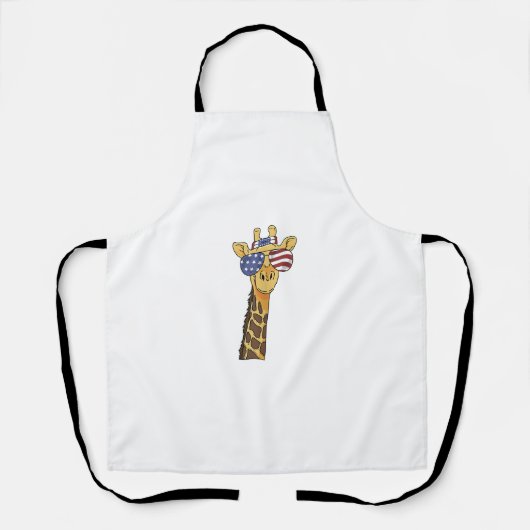 Funny July 4th US Flag Patriotic Giraffe Schürze (Vorderseite)