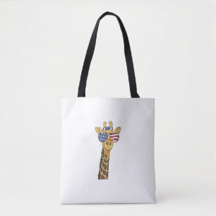 Funny July 4th US Flag Patriotic Giraffe Tasche