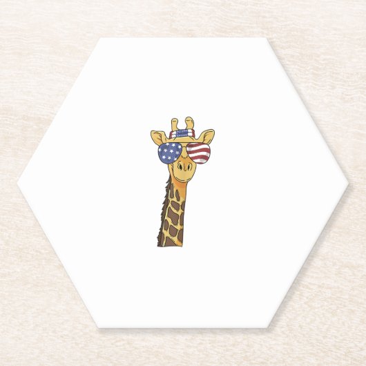 Funny July 4th US Flag Patriotic Giraffe Untersetzer (Vorderseite)
