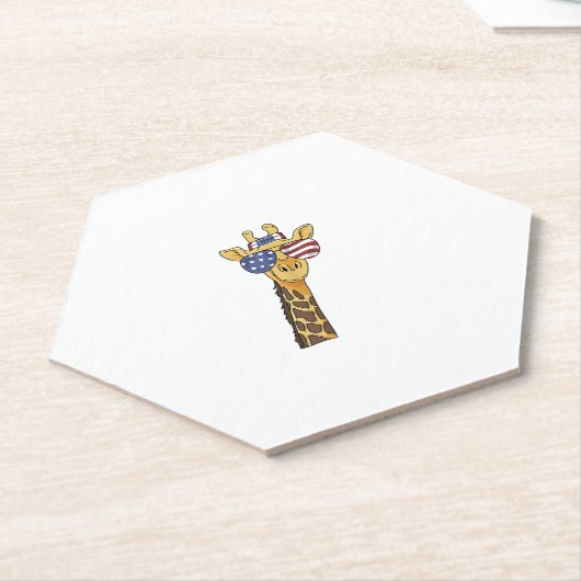 Funny July 4th US Flag Patriotic Giraffe Untersetzer (angewinkelt)