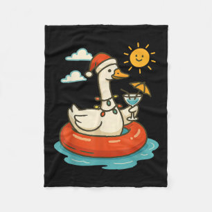 Funny July Santa Goose Weihnachts Beach Holiday Ha Fleecedecke