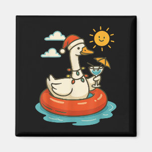Funny July Santa Goose Weihnachts Beach Holiday Ha Magnet