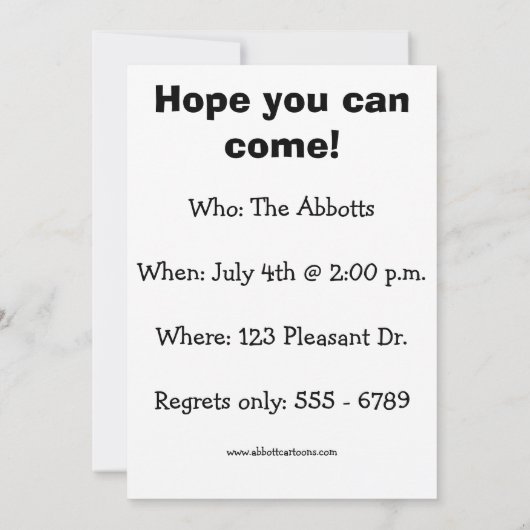 Funny July Vierte Party Einladungen (Rückseite)