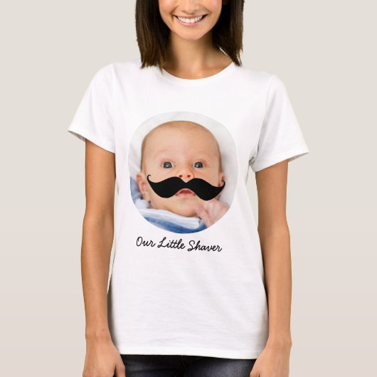 Funny Junge Mutter Little Shaver Mustache Custom S T-Shirt (Vorderseite)