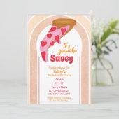 Funny Junggeselinnen-Abschied Pizza Party Einladung (Stehend Vorderseite)