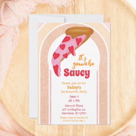 Funny Junggeselinnen-Abschied Pizza Party Einladung