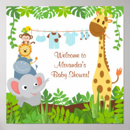 Funny Jungle Baby Animals Baby Shoster Poster