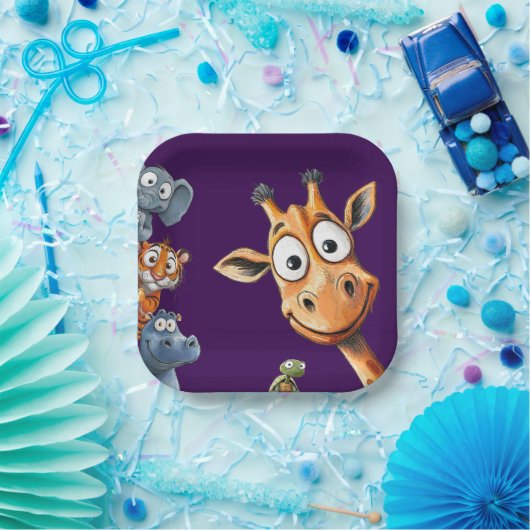 Funny Jungle Critters Birthday Celebration Paper  Pappteller (Party)