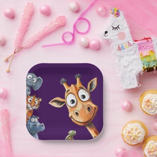 Funny Jungle Critters Birthday Celebration Paper  Pappteller (Party)