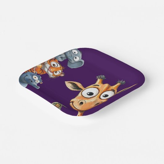 Funny Jungle Critters Birthday Celebration Paper Pappteller (Gewinkelt)