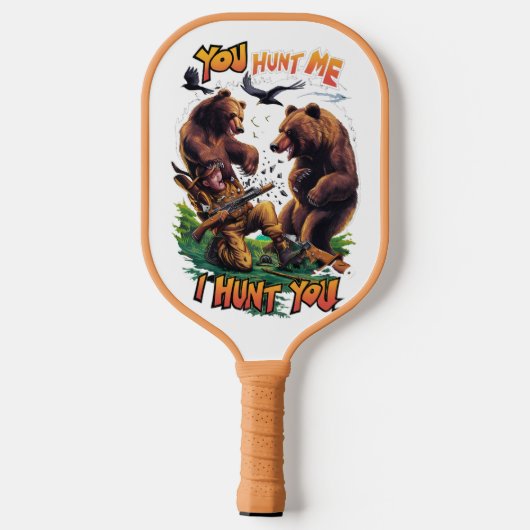 Funny Junting Bears Battle for Rifle Pickleball Schläger (Rückseite)