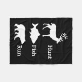 Funny Junting Hunt Fish Run Bear Gift Fleecedecke (Vorderseite (Horizontal))