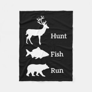 Funny Junting Hunt Fish Run Bear Gift Fleecedecke