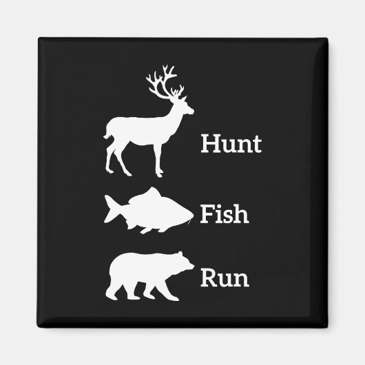 Funny Junting Hunt Fish Run Bear Gift Magnet (Vorne)