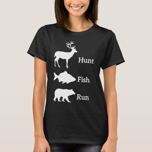 Funny Junting Hunt Fish Run Bear Gift T-Shirt (Vorderseite)