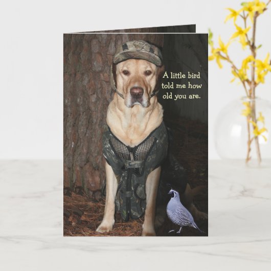 Funny Junting Labrador Birthday Karte (Gelbe Blume)