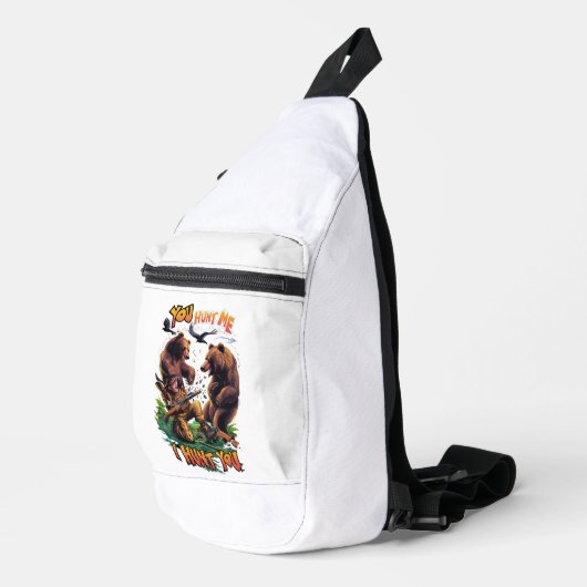 Funny Junting TEE Shirt Bears Battle for Rifle Crossbody Bag (Rechte Ecke)