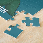 Funny Jurassic mit Monogramm Gebirgsblau Puzzle (Seite)